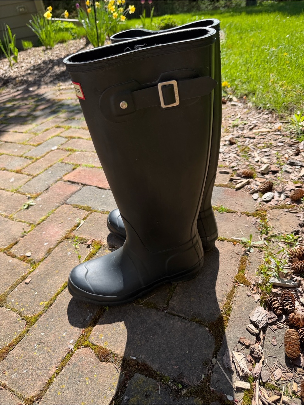 Hunter Original Matte Black Tall Rain Boots with Buckle Detail Women’s Size 6 - Picture 4 of 10